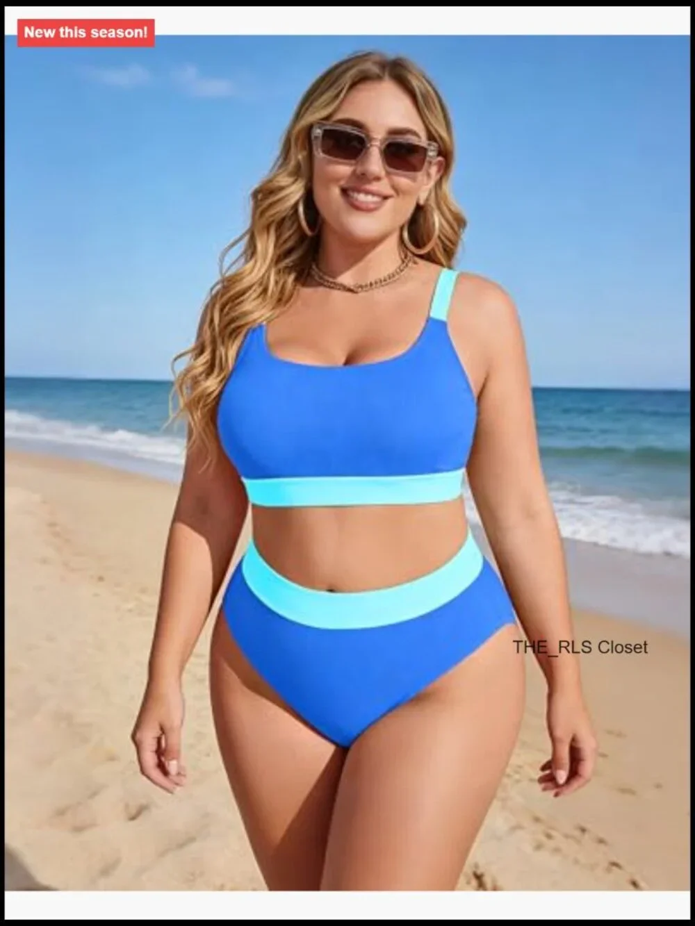Plus Size High Waisted Tummy Control Bikini Set Sporty Two Piece Swimsuits